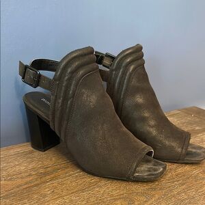 Maurices Dark Brown Open-Toe Heels